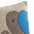 Handmade Pillow in Hand Felted Wool - Blue Elephant on Gray - 18" - ARCADIA HOME